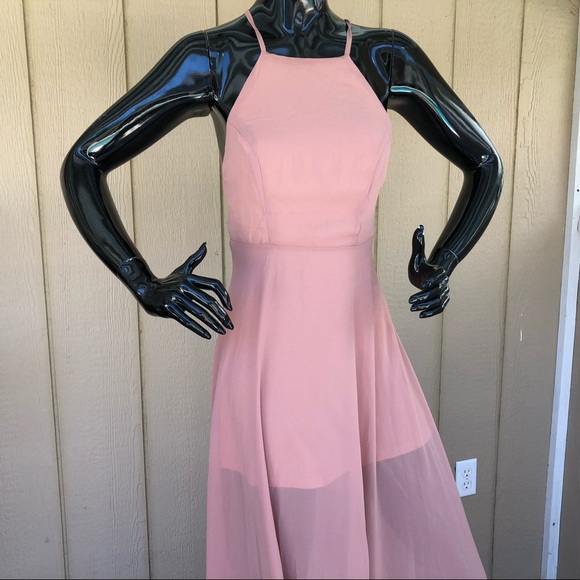 Windsor Taupe Sheer Backless Maxi Dress - Picture 4 of 8